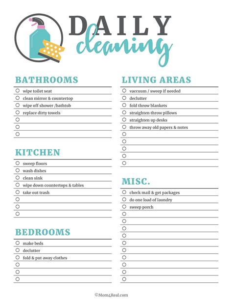 6 10 Cleaning List Printable